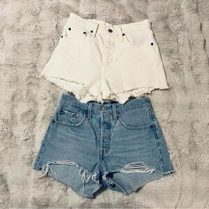 Levi's Women's 501 White and Blue Jean Shorts